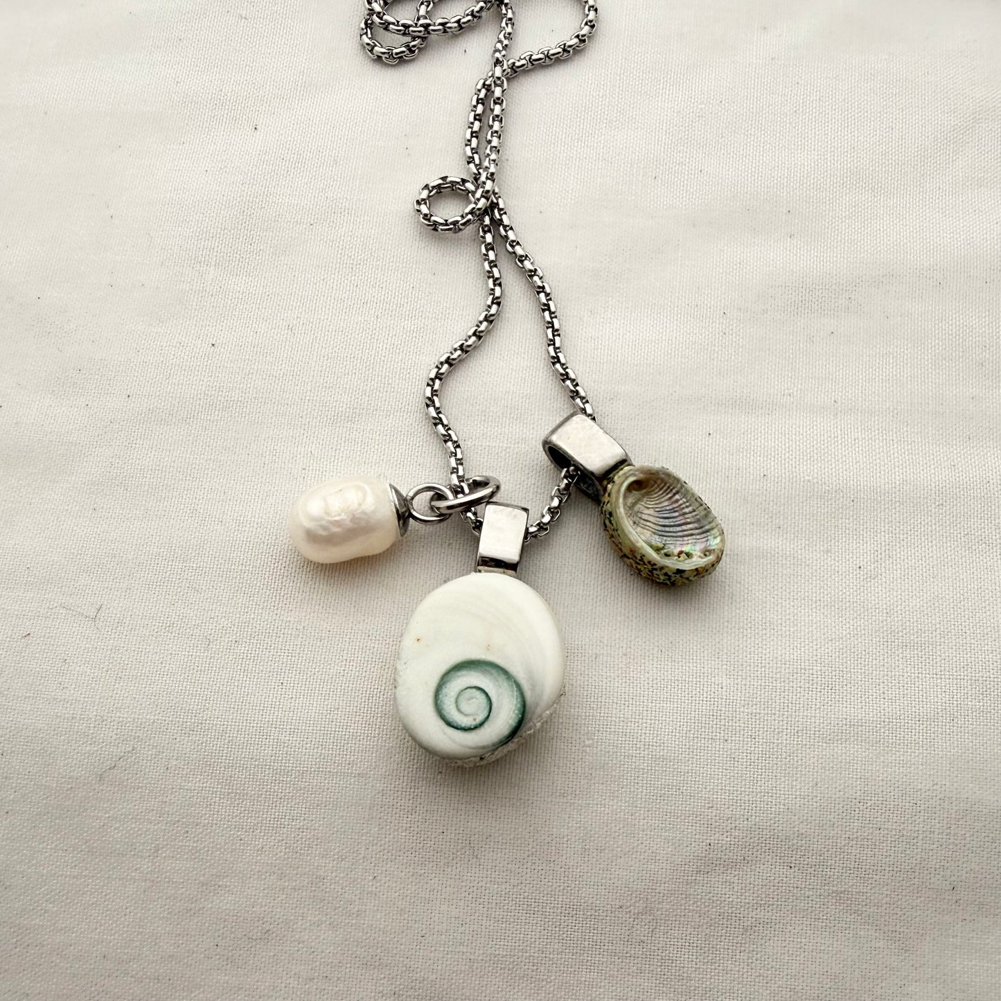 Shell Story Necklace: Pearl, Cat's Eye & Paua