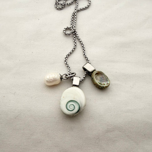 Shell Story Necklace: Pearl, Cat's Eye & Paua
