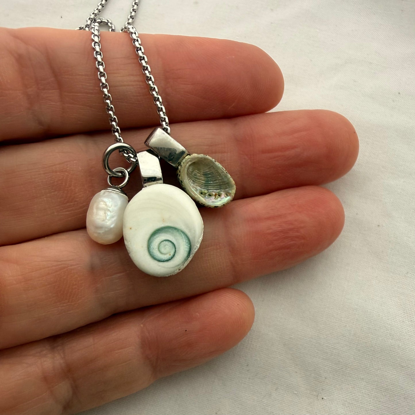 Shell Story Necklace: Pearl, Cat's Eye & Paua