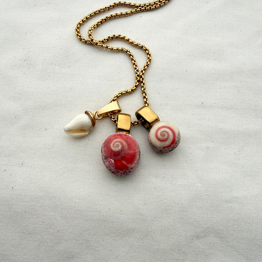 Shell Story Trio Necklace: Whelk & Wheel Shells