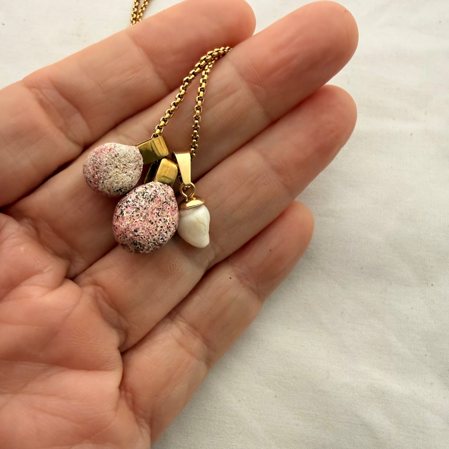 Shell Story Trio Necklace: Whelk & Wheel Shells