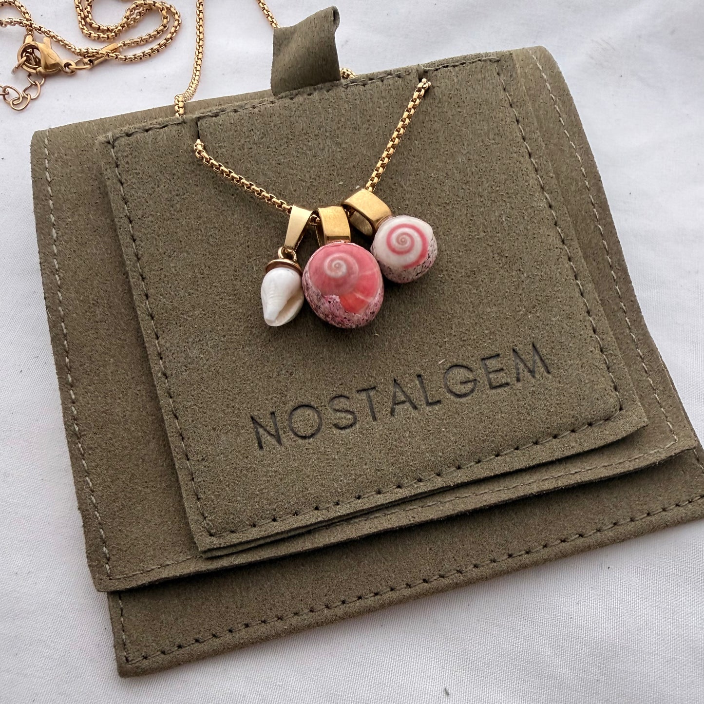 Shell Story Trio Necklace: Whelk & Wheel Shells