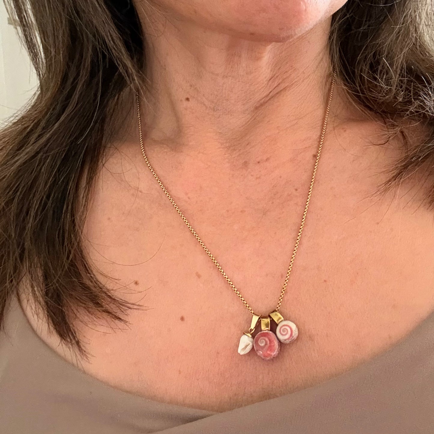 Shell Story Trio Necklace: Whelk & Wheel Shells