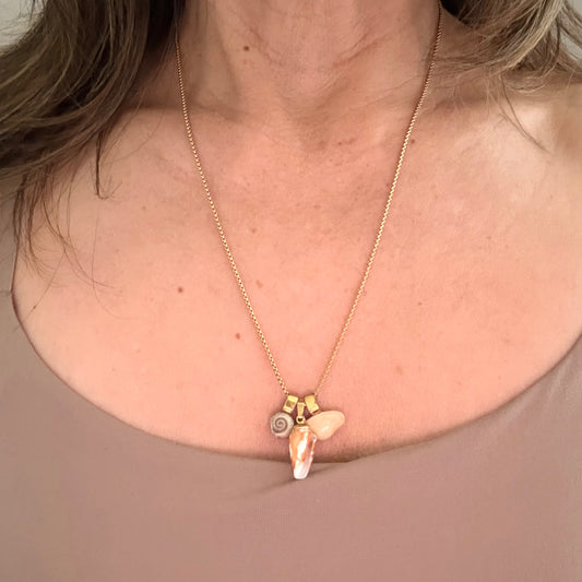 Shell Story Trio Necklace: Wheel, Cone & Pipi