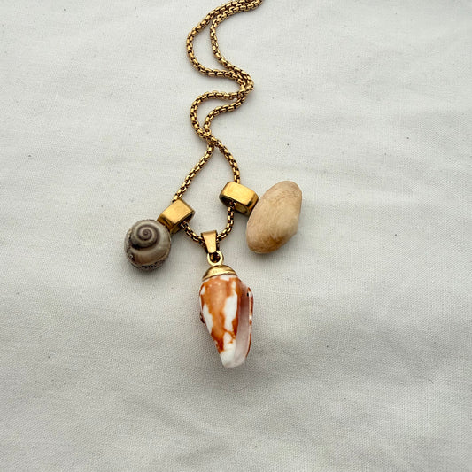 Shell Story Trio Necklace: Wheel, Cone & Pipi