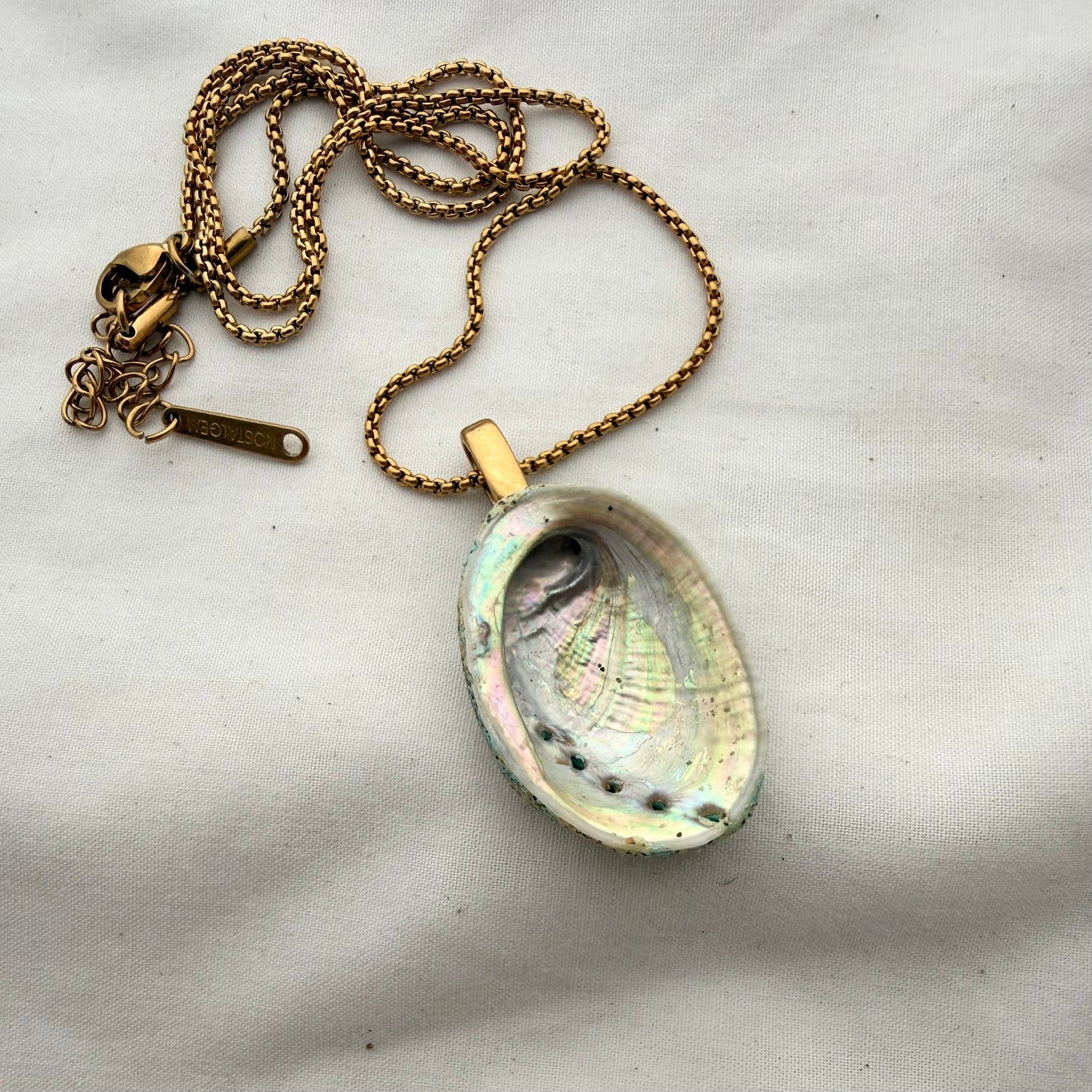 Single Pāua Beachsand Stone Pendant Necklace
