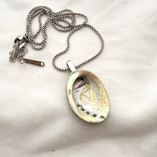 Single Pāua Beachsand Stone Pendant Necklace