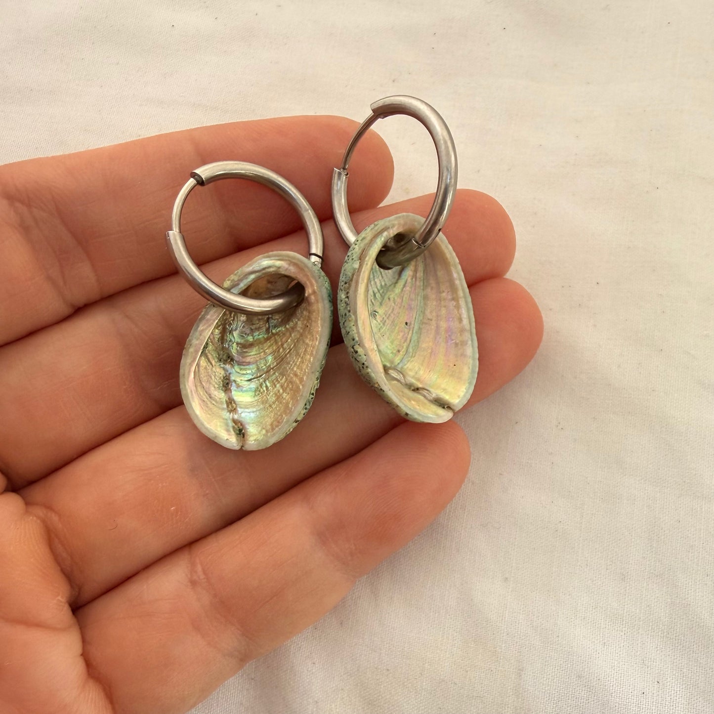 Beachsand Pāua Hoop Earrings (25mm)