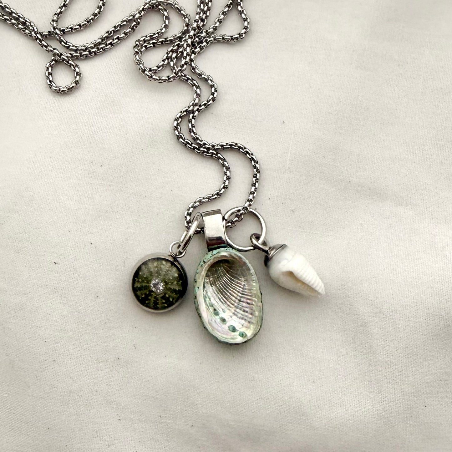 Shell Story Trio Necklace | Kina, Pāua & Whelk