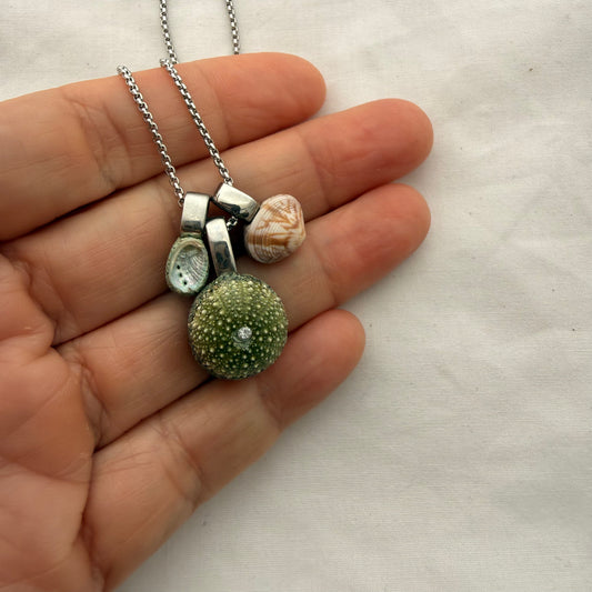 Shell Story Trio Necklace | Pāua, Kina & Cockle