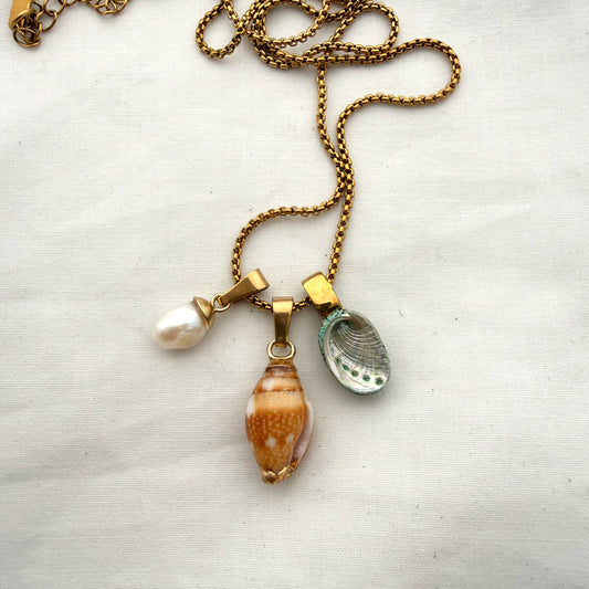 Shell Story Trio Necklace | Pearl, Cone & Pāua