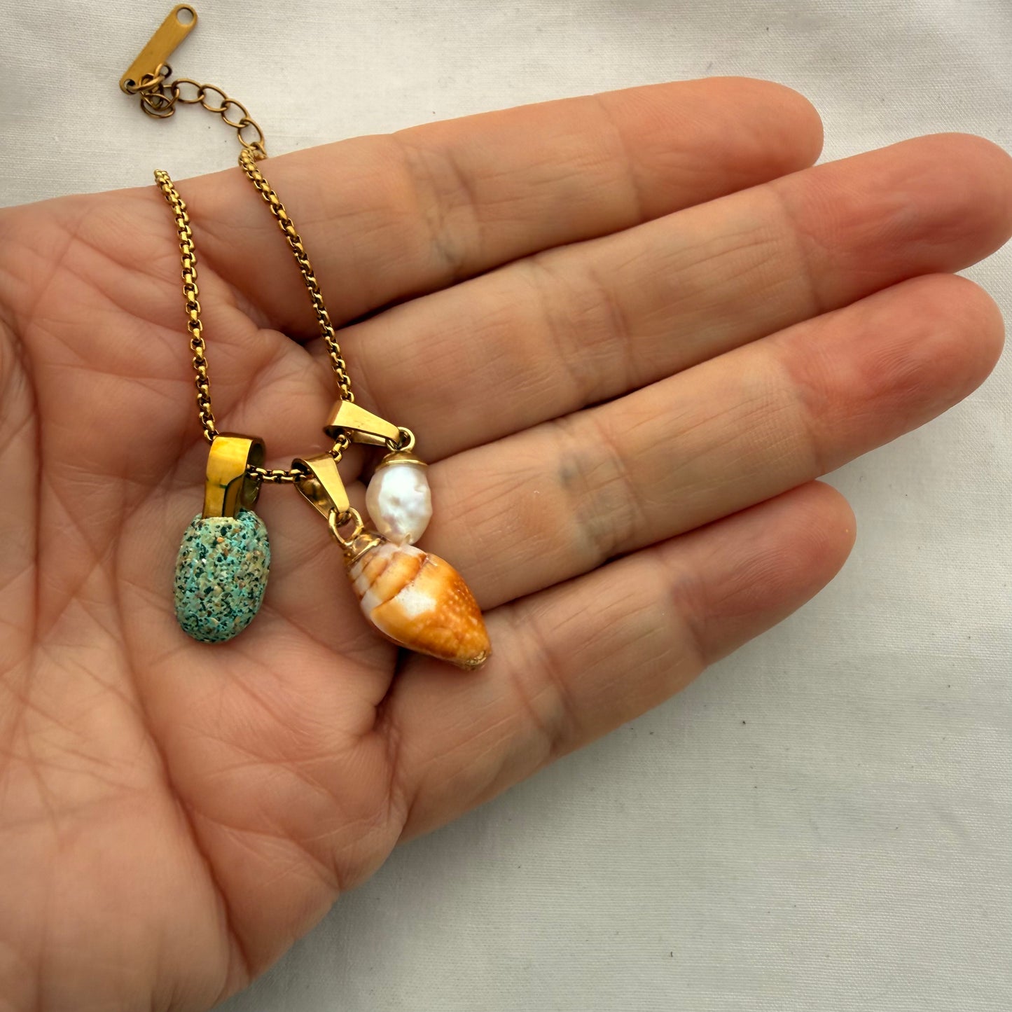 Shell Story Trio Necklace | Pearl, Cone & Pāua