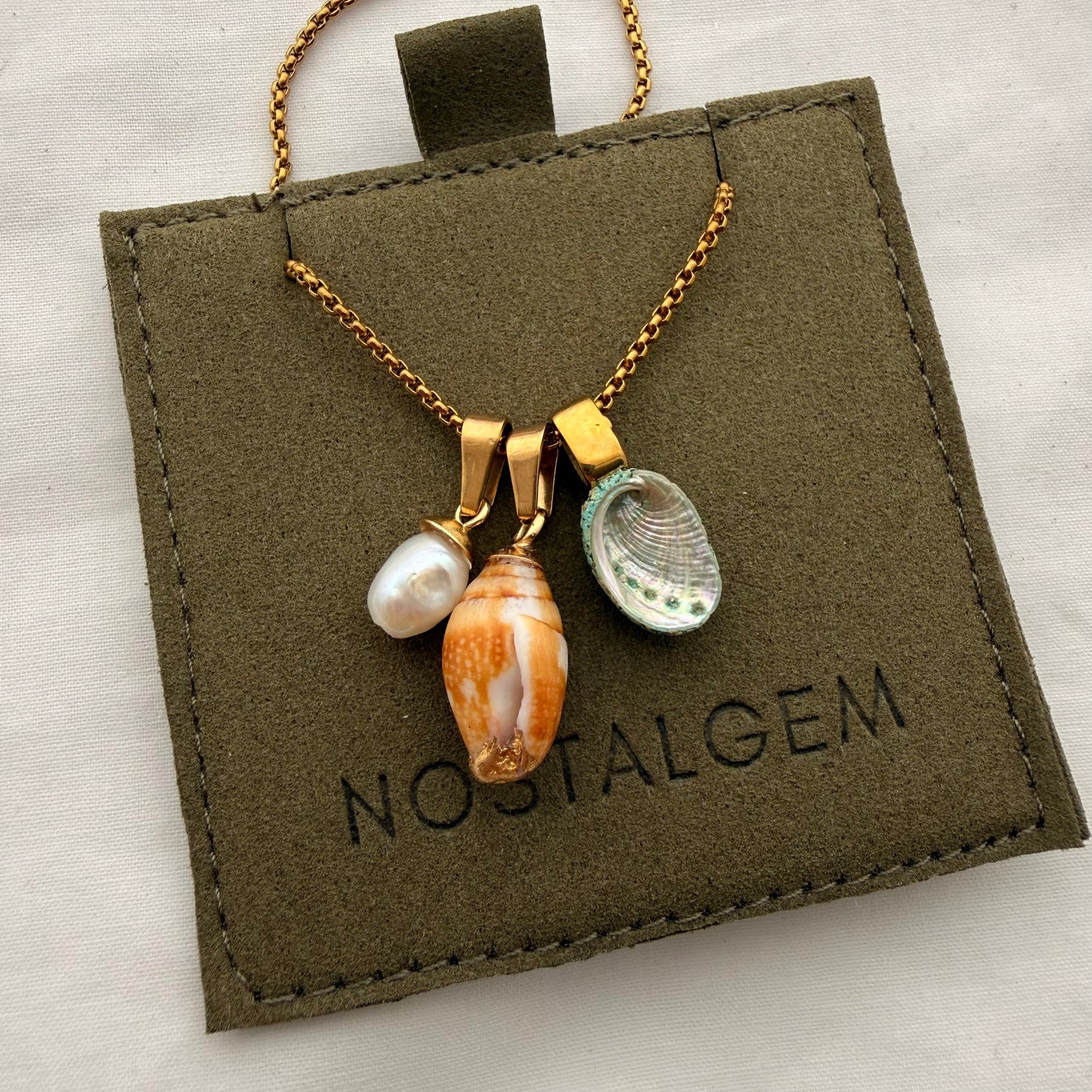 Shell Story Trio Necklace | Pearl, Cone & Pāua