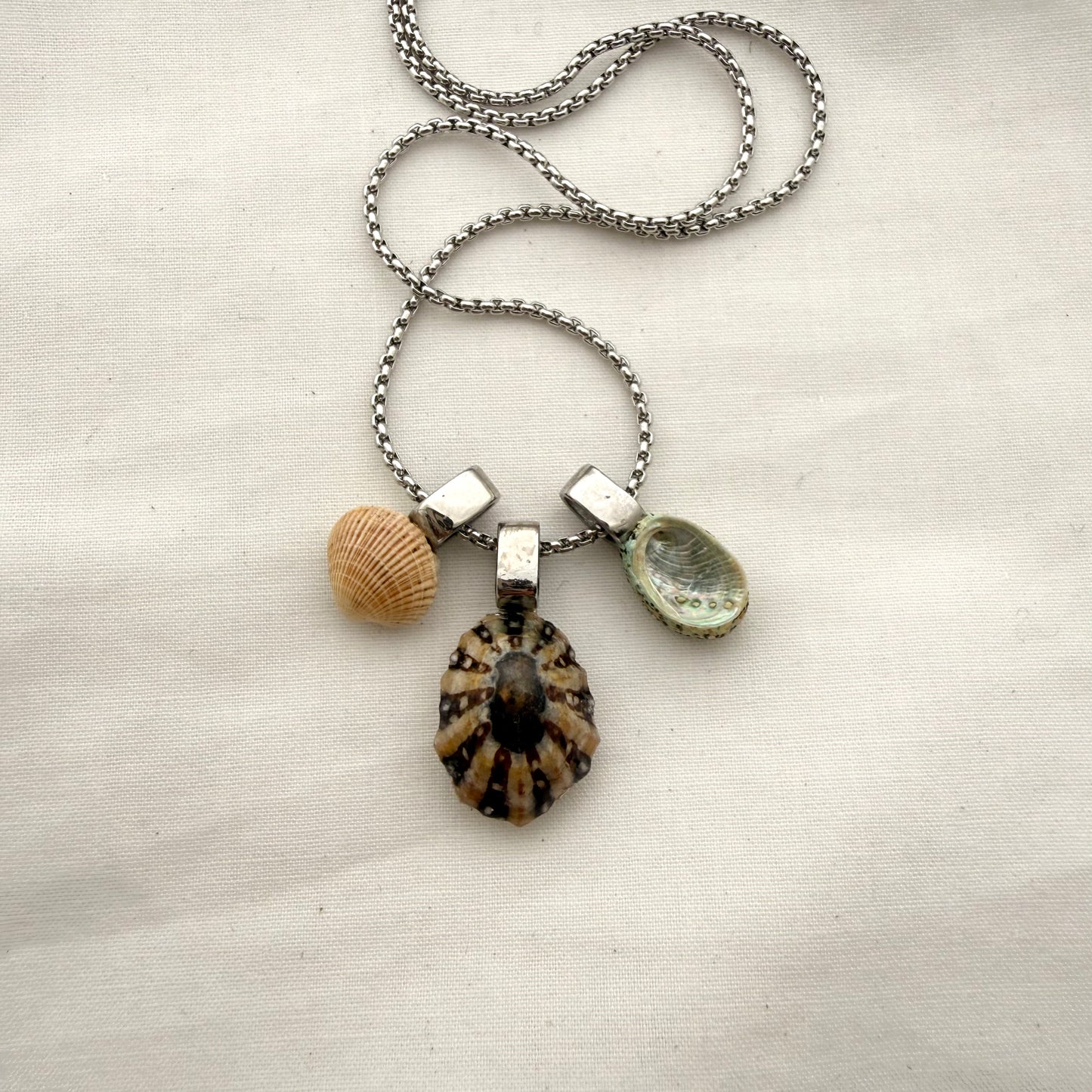 Shell Story Trio Necklace | Cockle, Limpet & Pāua