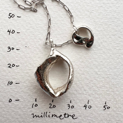 Unity In Imperfection Mother & Child Broken Sea Snail Shell Necklace Silver Dipped