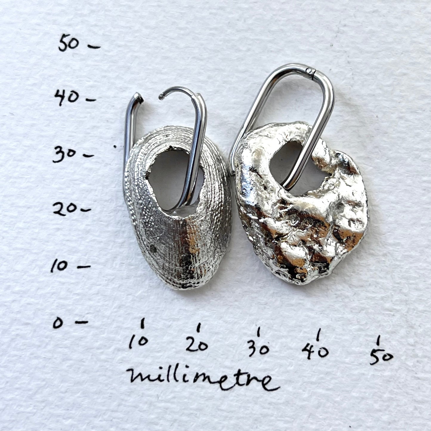 Weathered But Wondrous Oyster & Limpet Shell Silver Hoop Earrings