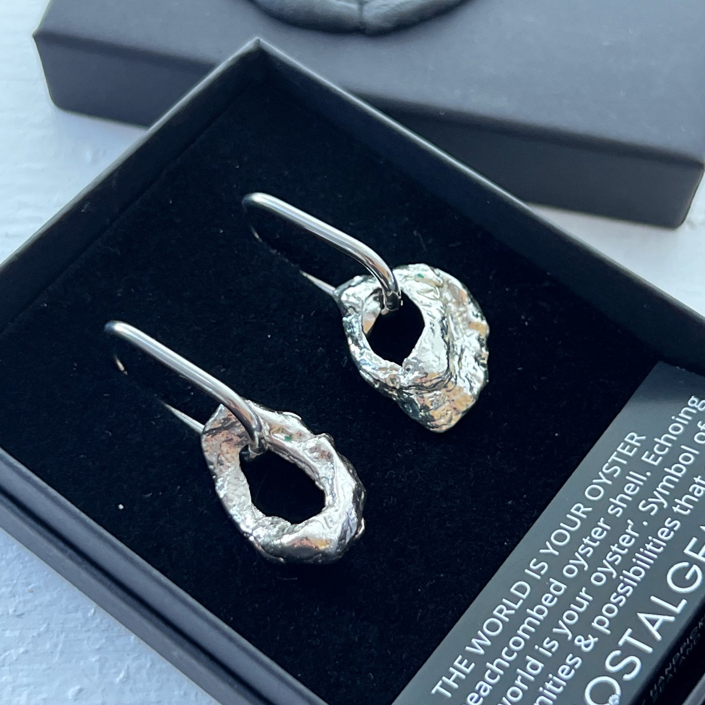 The World Is Your Oyster Shell Silver Oval Hoop Earrings 2
