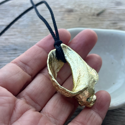 Large Weathered But Wondrous Sea Snail Whelk Gold Shell Necklace 21