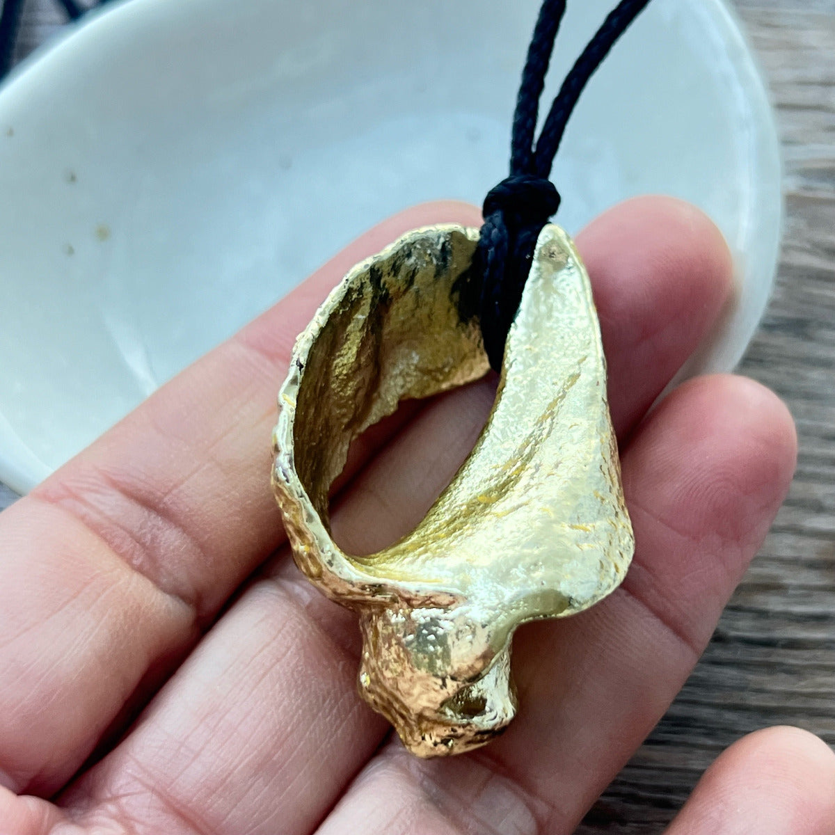 Large Weathered But Wondrous Sea Snail Whelk Gold Shell Necklace 21