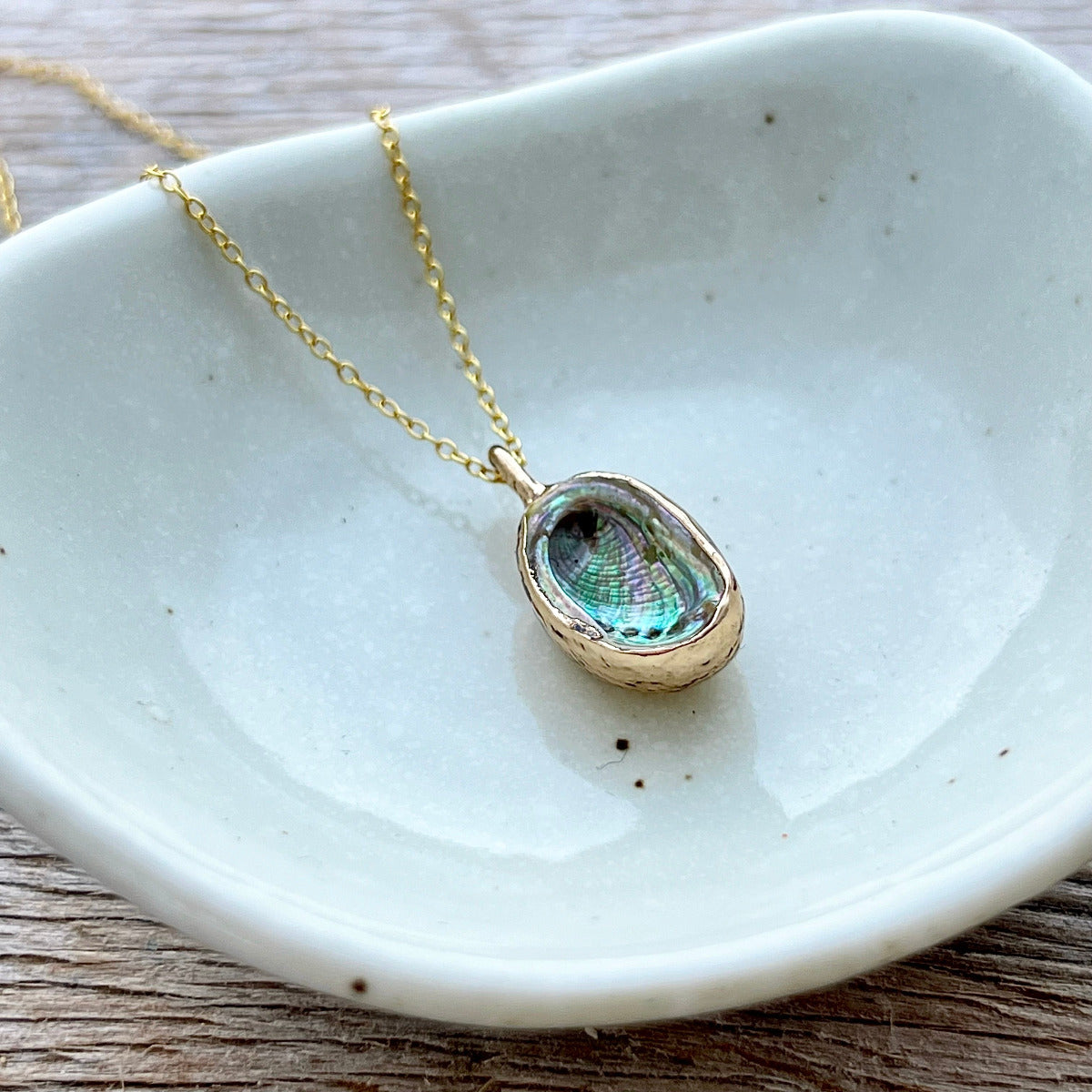 Single Paua Shell Gold-Backed With Top Bail Necklace