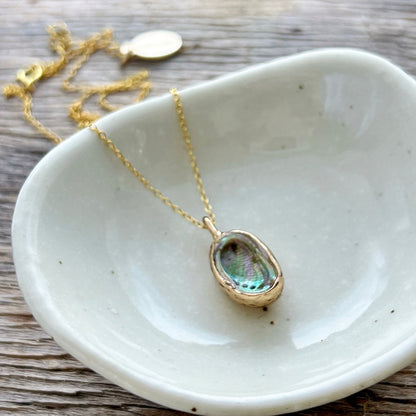 Single Paua Shell Gold-Backed With Top Bail Necklace