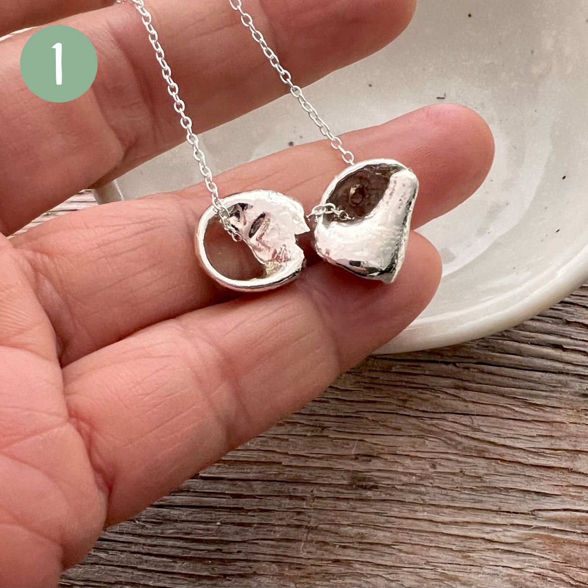 Sea Snail Shell Couple Unity In Imperfection Silver Necklace