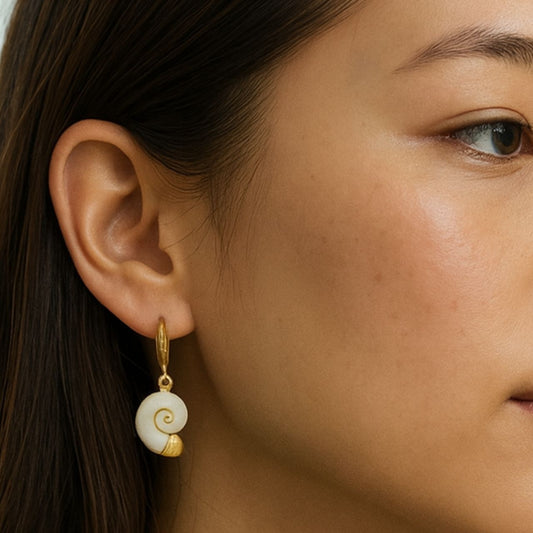 Wanderlust Spirals – Ram’s Horn Squid Shell Earrings - with Box