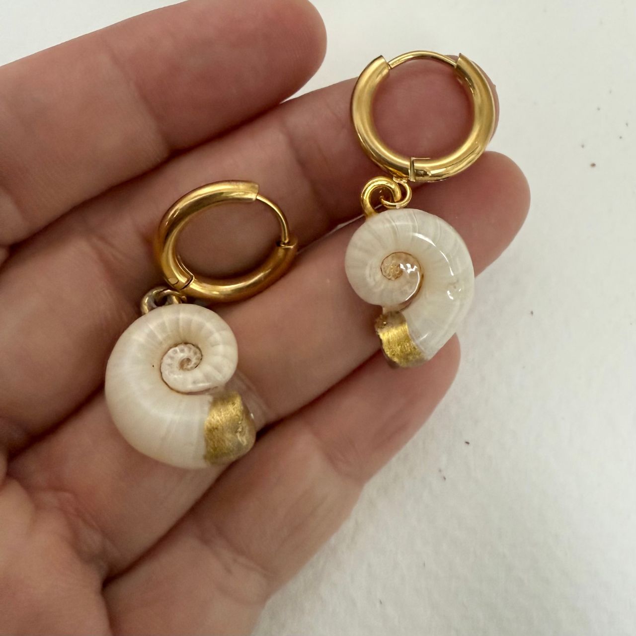 Wanderlust Spirals – Ram’s Horn Squid Shell Earrings - with Box