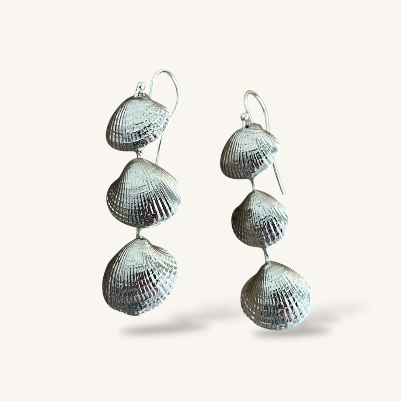 Silverdipped Surf Clam Trio Earrings