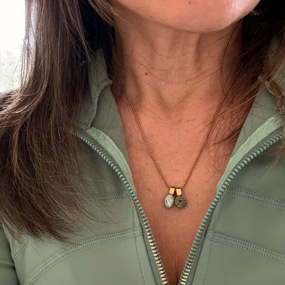Miniature Pāua Shell Pair Necklace