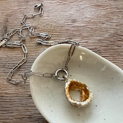 Barnacle Silver Dipped with Gold Kintsugi Pendant