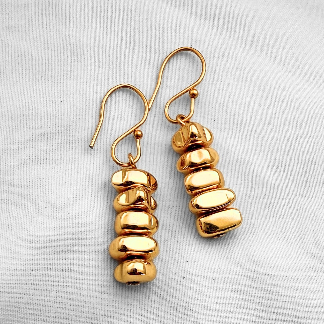 Cairn golden stone stack earrings, handmade jewellery