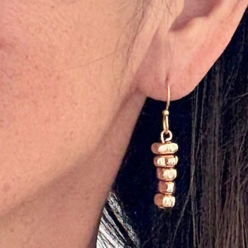 Cairn stone stack earrings close-up detail