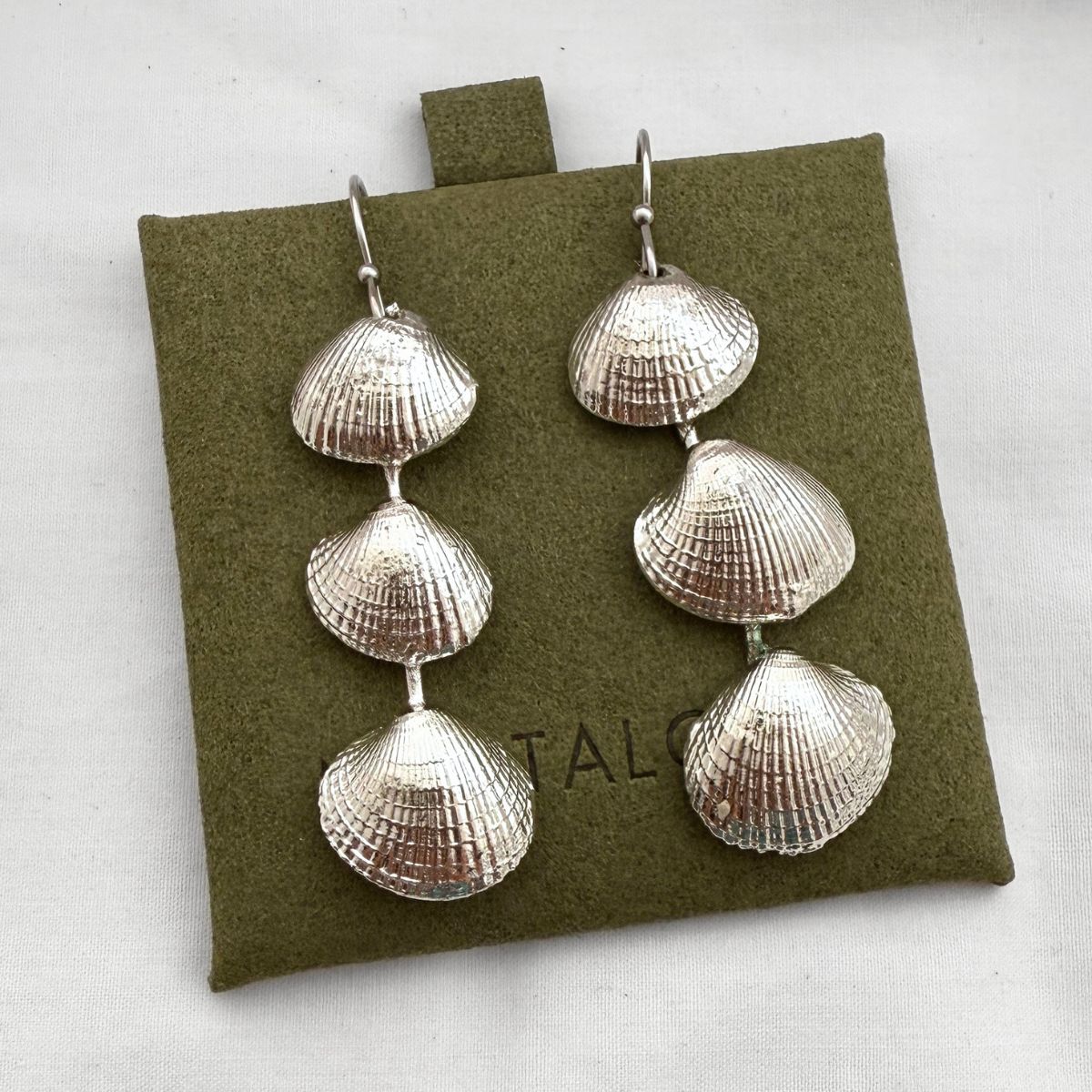 Cockle shell drop earrings pair