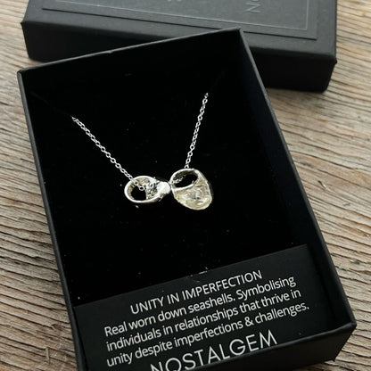 Sea Snail Shell Couple Unity In Imperfection Silver Necklace