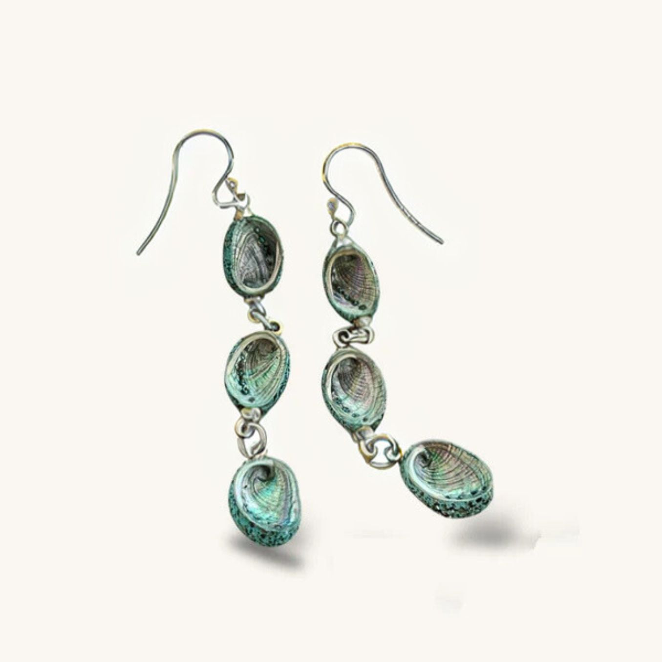 Tiny Paua Shell Turquoise Trio Chandelier Earrings