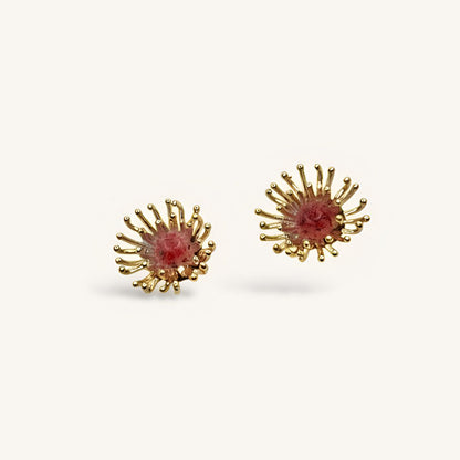 Pohutukawa Floragem Stamen Stud Earrings (Gold)