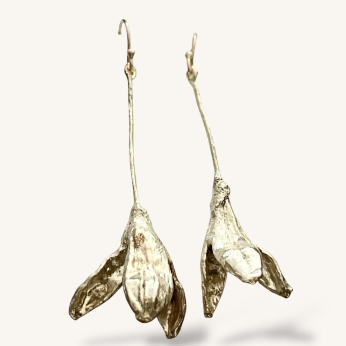 Iris Pod Silver Dipped Dangle Earrings