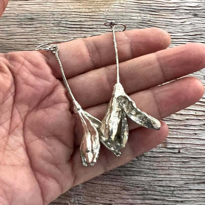 Iris Pod Silver Dipped Dangle Earrings 2