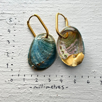 Paua Shell Kinstugi Hoop Earrings