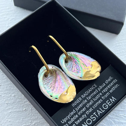 Paua Shell Kinstugi Hoop Earrings