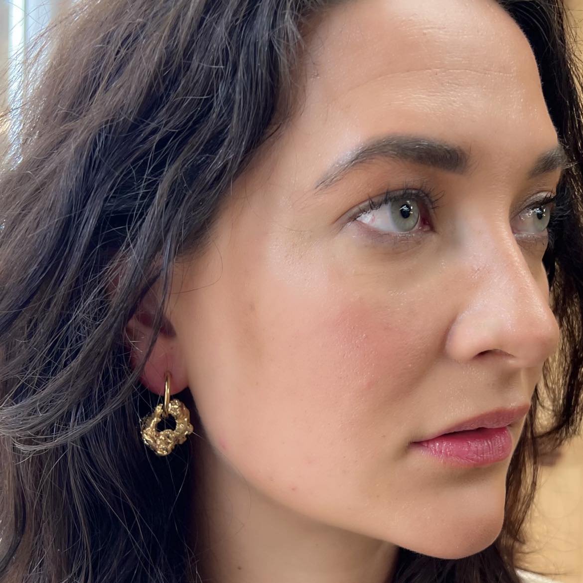 The World Is Your Oyster Shell Gold Hoop Earrings