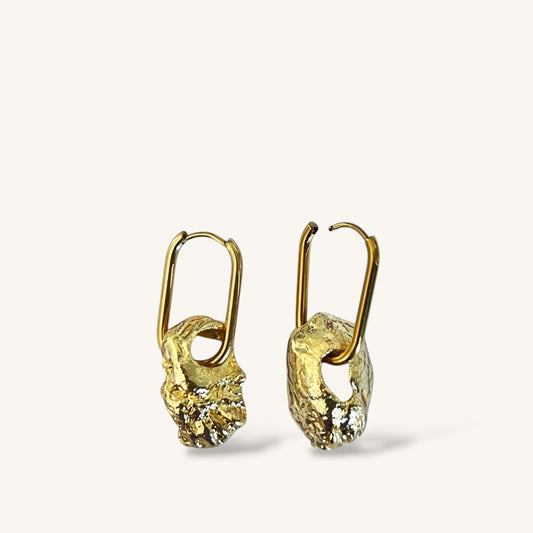 The World Is Your Oyster Shell Gold Dipped Oval Hoop Earrings