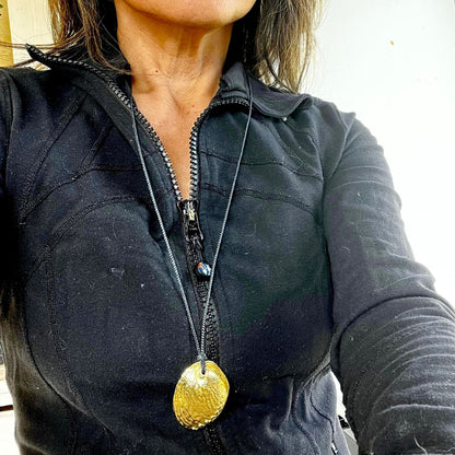 BCFM Early Bird Day 1 (18 NOV): (PA02) Farm Paua Shell Large Gold/Silver Back Cord Necklace