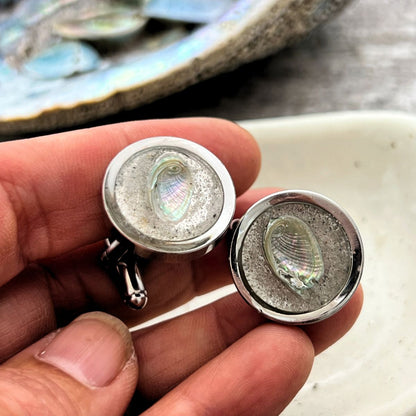 BCFM Early Bird Day 1 (18 Nov): (PA05) Farm Paua Shell Stainless Steel Men's Cuff Links