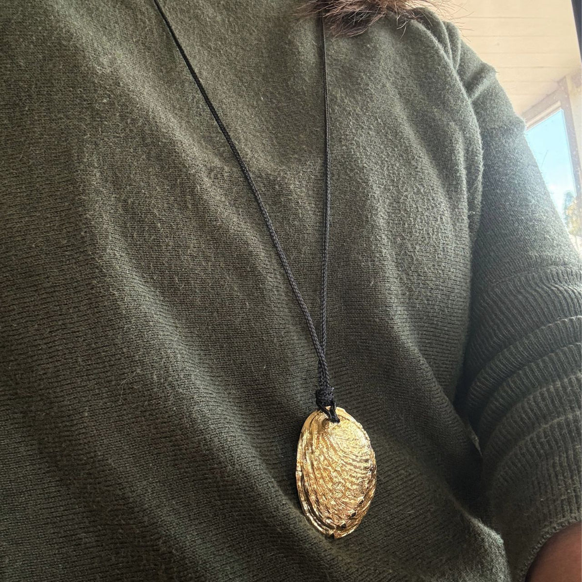 Paua shell cord necklace styled shot