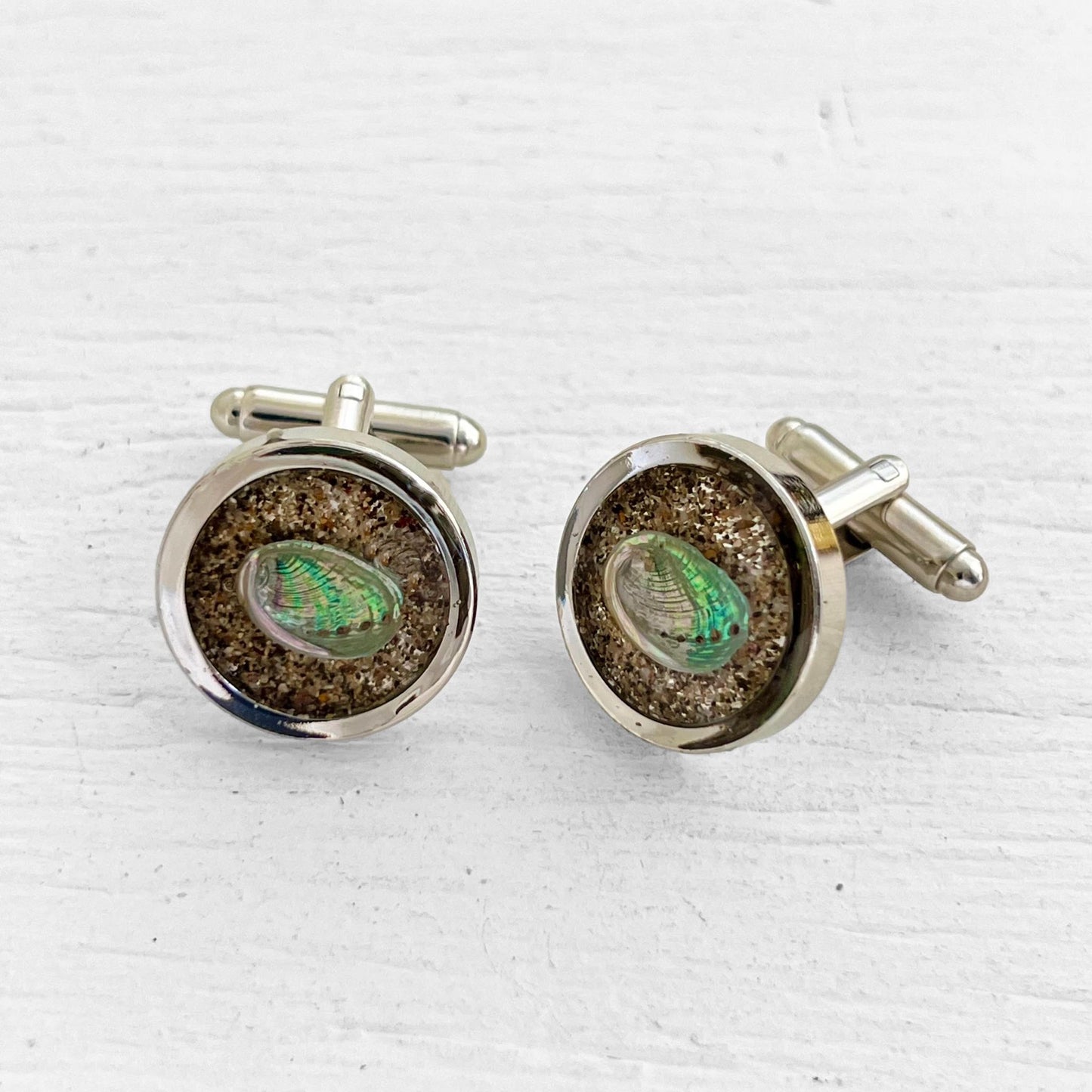 Paua Shell Stainless Steel Men’s Cuff Links
