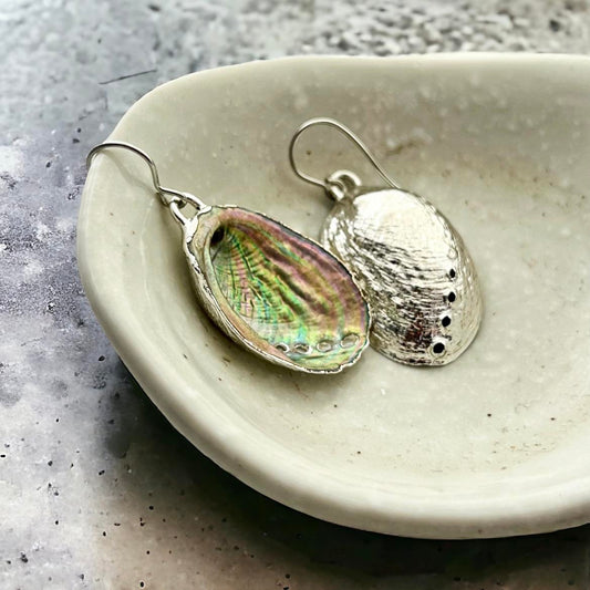 Paua Shell Medium Metal Dipped Hook Earrings