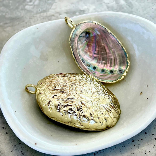 Paua Shell Large Gold Pendant