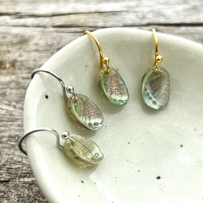 BCFM Early Bird Day 1 (18 Nov): (PA14) Paua Shell 15mm Sterling Silver French Hook Earrings w/o Box